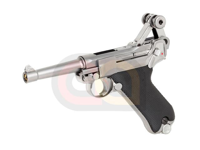LUGER P08 シルバーガスガン WE-Tech] Full Metal Luger P08 4 inch SILVER GBB Pistol [SV