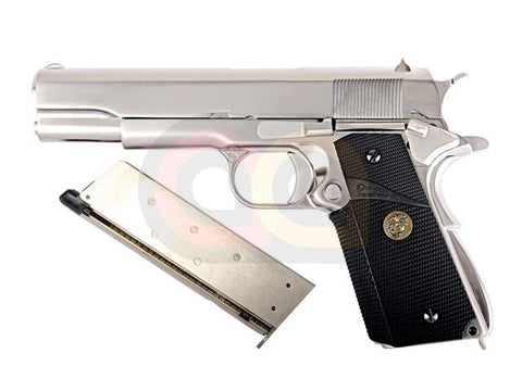 [WE] M1911 Full Metal Rubber Grip GBB Pistol [Black Grip] [With Marking][SV]