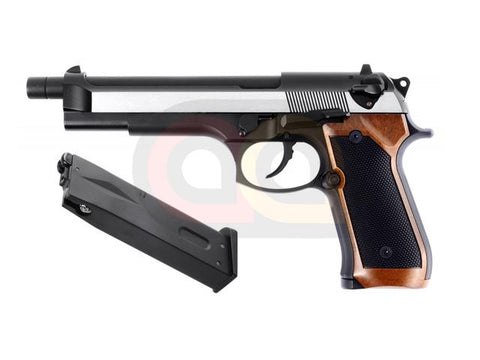 [WE] Fully Metal M92F Airsoft GBB Pistol [Dual Tone][Brown Grip]
