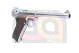 [WE] Full Metal Luger P08 6inch SILVER GBB Pistol