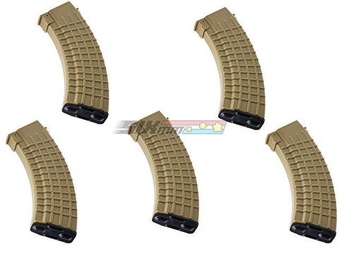 [MAG] AK47 Waffle 100rds Mag 5 Box Set[For Tokyo Marui AK47][TAN]