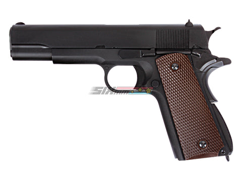 [WE-Tech] Full Metal 1911A1 US Government Airsoft GBB Pistol[BLK W/ Brown Grip]